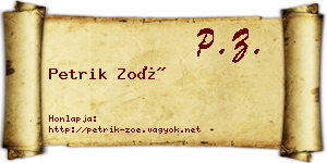 Petrik Zoé névjegykártya